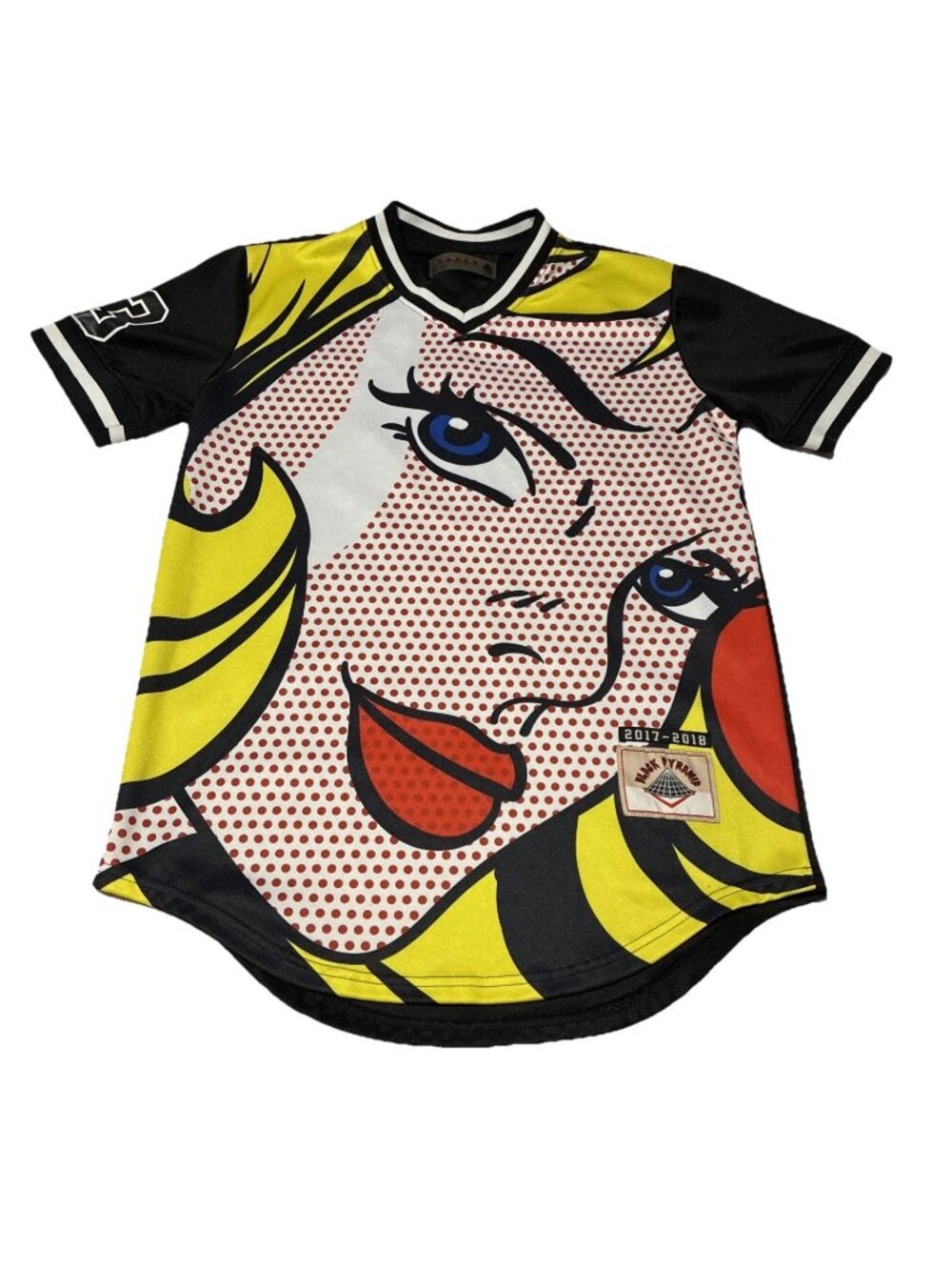 Black Pyramid Jersey Men's large Pop Art Comic Roy Lichtenstein Chris Brown 23 - Picture 1 of 12